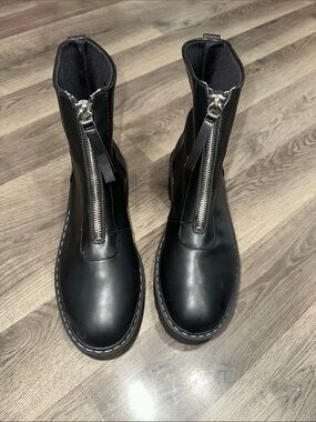 H&M Black Front-Zip Platform Ankle Boots